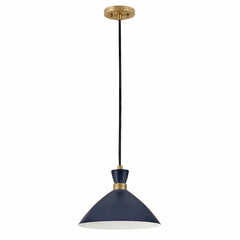 Lark Simon Single Light Pendant - Matte Navy w/Heritage Brass - 83257MV-HB