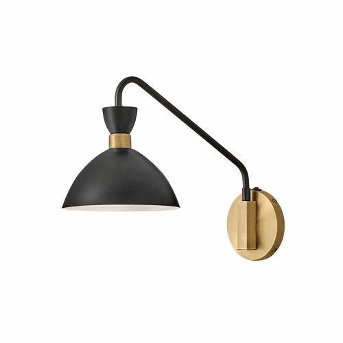 Lark Simon Single Light Plug-In Sconce - Black w/Heritage Brass - 83250BK-HB