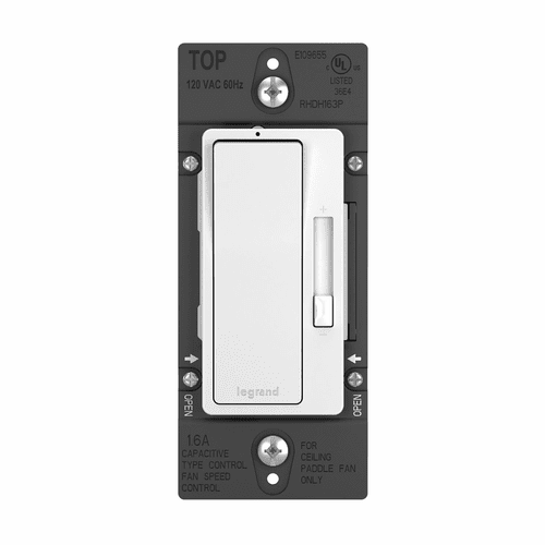 Legrand 1P & 3-Way Paddle De-Hummer Radiant Fan Speed Control, 1.6A - White - RHDH163PW