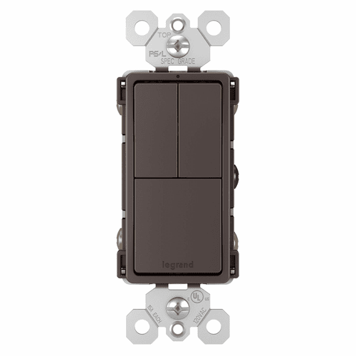 Legrand 3 Switch, Single Pole/3-Way + Single Pole + Single Pole - Brown - RCD113