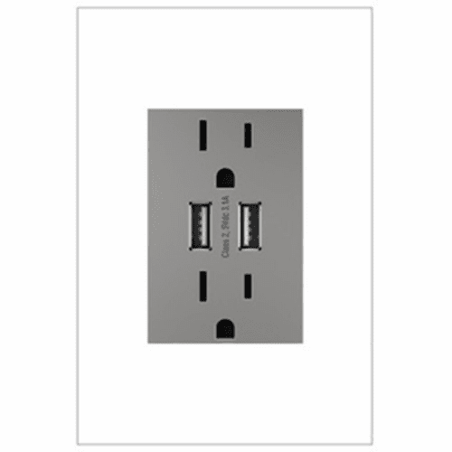 Legrand adorne Dual USB Plus-size Outlet Combo - Magnesium - ARTRUSB153M4