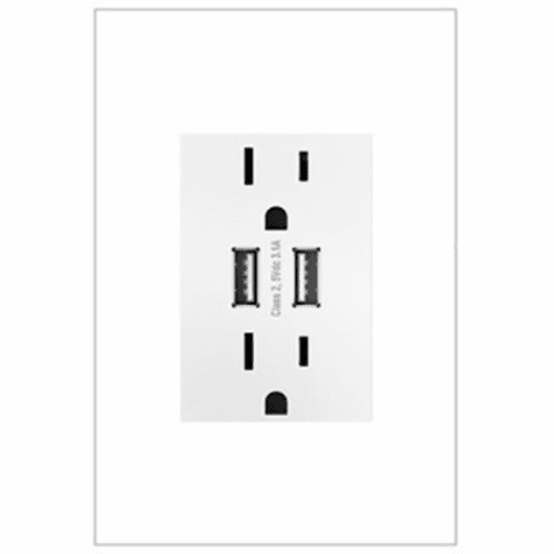 Legrand adorne Dual USB Plus-size Outlet Combo - White - ARTRUSB153W4