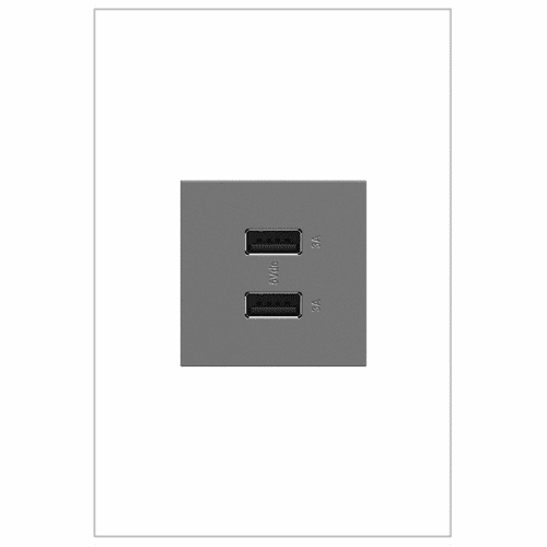 Legrand Adorne Full-Size A/A USB Outlet - Magnesium - ARUSB2AA6M4