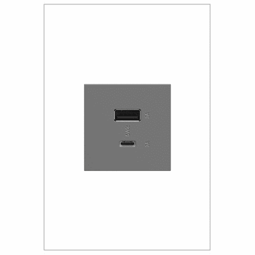 Legrand Adorne Full-Size Hybrid A/C USB Outlet - Magnesium - ARUSB2AC6M4
