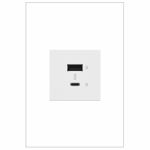 Legrand Adorne Full-Size Hybrid A/C USB Outlet - White - ARUSB2AC6W4
