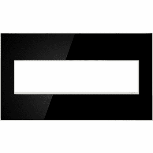 Legrand Adorne Mirror Black, 4-Gang Wall Plate  AWM4GMB4