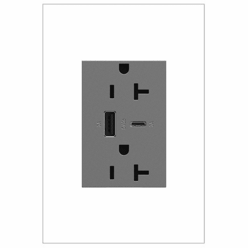 Legrand Adorne Tamper-Resistant A/C USB Hybrid Outlet - Magnesium - ARTRUSB206ACM4