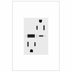 Legrand Adorne Tamper-Resistant A/C USB Hybrid Outlet - White - ARTRUSB156ACW4