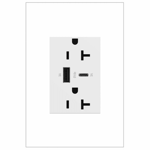 Legrand Adorne Tamper-Resistant A/C USB Hybrid Outlet - White - ARTRUSB206ACW4