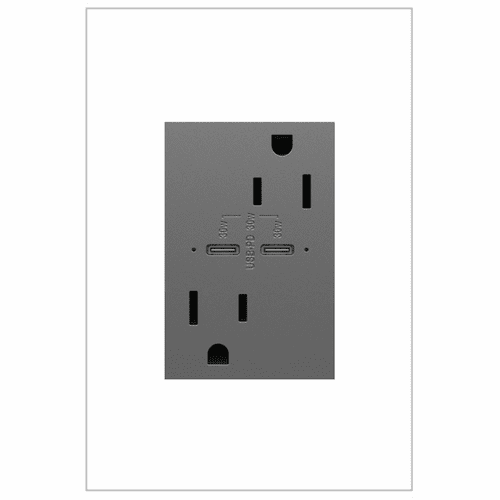 Legrand Adorne Ultra-Fast USB Type-C/C Outlet - Magnesium - ARTRUSB15PD30M4