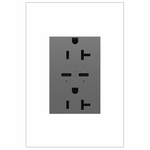 Legrand Adorne Ultra-Fast USB Type-C/C Outlet - Magnesium - ARTRUSB20PD30M4