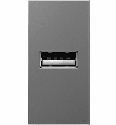 Legrand Adorne USB Outlet, 1-Module/ 1/2-Gang Magnesium ARUSBM4
