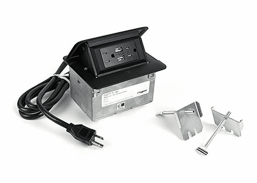 Legrand Adorne Wiremold Corded Dequorum Flip Up Unit W/USB - Black - DQFP15UBK