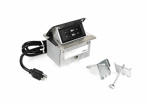 Legrand Adorne Wiremold Corded Dequorum Flip Up Unit W/USB - Stainless - DQFP15UST