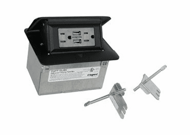 Legrand Adorne Wiremold Field Wired Dequorum Flip Up W/USB - Black - DQFF15UBK