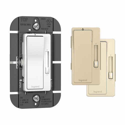 Legrand Fluorescent, 1P & 3-Way Paddle Radiant Dimmer, 8A - Tri-Color - RHFB83PTC