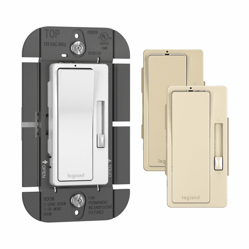 Legrand Incandescent 1P and 3-Way Paddle Radiant Dimmer, 1100W - Tri-Color - RH1103PTC