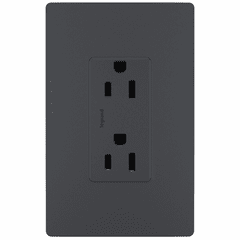 Legrand Radiant 125V Duplex Tamper-Resistant Outlet - Graphite - 885TRGCC12 Legrand Radiant 125V Duplex Tamper-Resistant Outlet - Graphite - 885TRGCC12