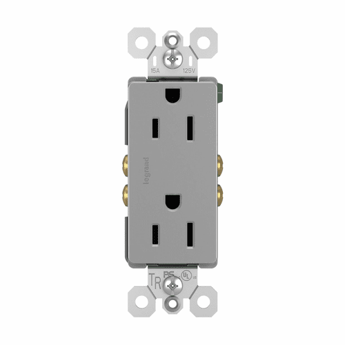 Legrand Radiant 15A Decorator Tamper-Resistant Receptacle - Gray - 885TRGRY