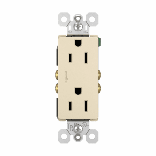 Legrand Radiant 15A Decorator Tamper-Resistant Receptacle - Light Almond - 885TRLA