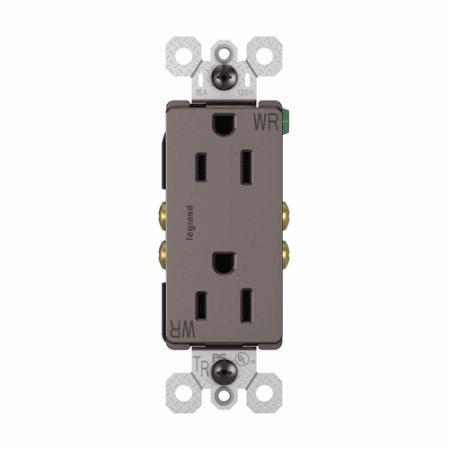 Legrand Radiant 15A Decorator TR/WR Receptacle - Brown - 885TRWR