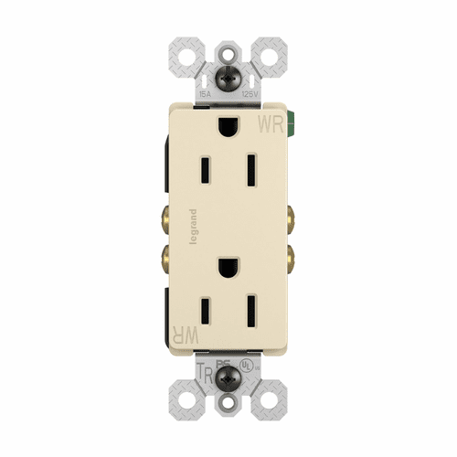 Legrand Radiant 15A Decorator TR/WR Receptacle - Light Almond - 885TRWRLA