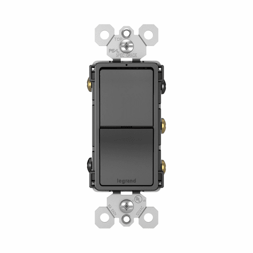 Legrand Radiant 2 Switch, Single Pole/3-Way + Single Pole/3-Way - Black - RCD33BK