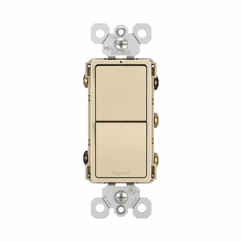 Legrand Radiant 2 Switch, Single Pole/3-Way + Single Pole/3-Way - Ivory - RCD33I