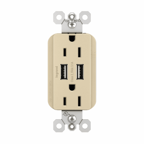 Legrand Radiant 3.1 USB + Duplex 15A - Ivory - TM826USBICC6