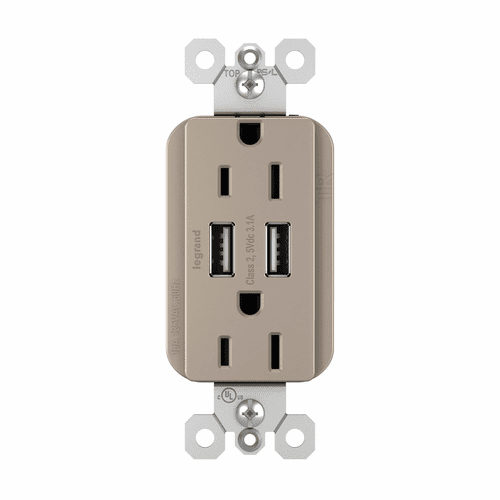 Legrand Radiant 3.1 USB + Duplex 15A - Nickel - TM826USBNICC6
