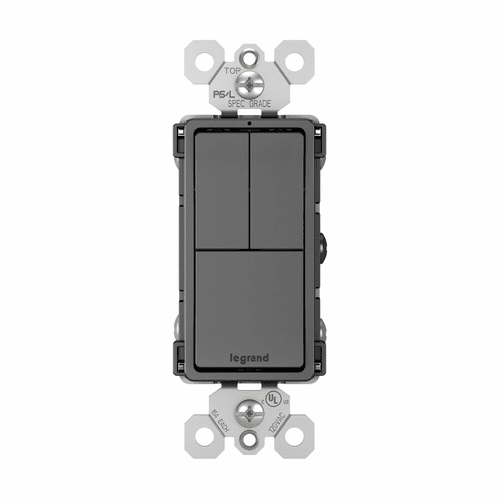 Legrand Radiant 3 Switch, Single Pole/3-Way + Single Pole + Single Pole - Black - RCD113BK