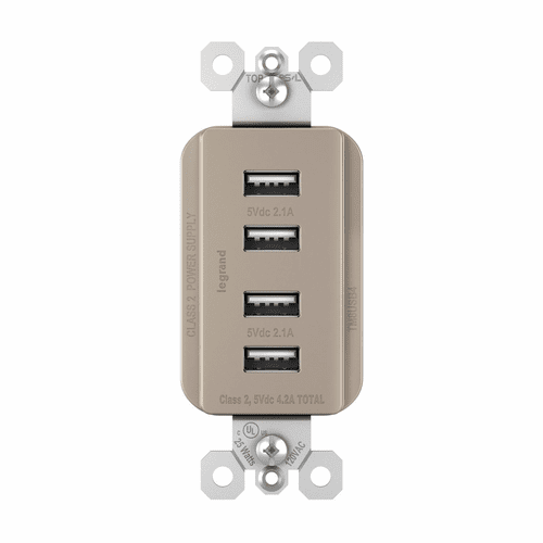 Legrand Radiant Quad USB - Nickel - TM8USB4NICC6