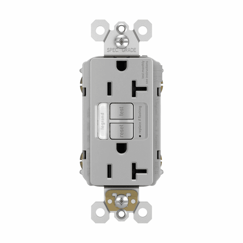 Legrand Radiant Self-Test GFCI Night Light/RECEP TR 20A - Gray - 2097NTLTRGRY