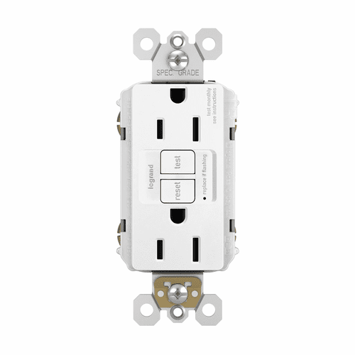 Legrand Radiant Self-Test GFCI REC TR 15A125V20A THRU (M10) - White - 1597TRW