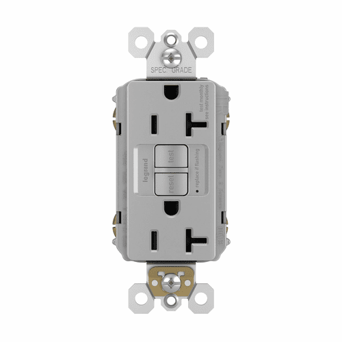 Legrand Radiant Self-Test TR WR GFCI Rec 20A 125VAC - Gray - 2097TRGRY