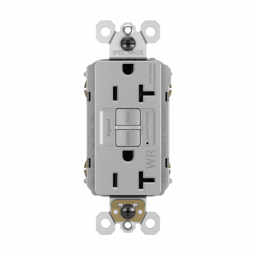 Legrand Radiant Self-Test TR WR GFCI Rec 20A 125VAC - Gray - 2097TRWRGRY