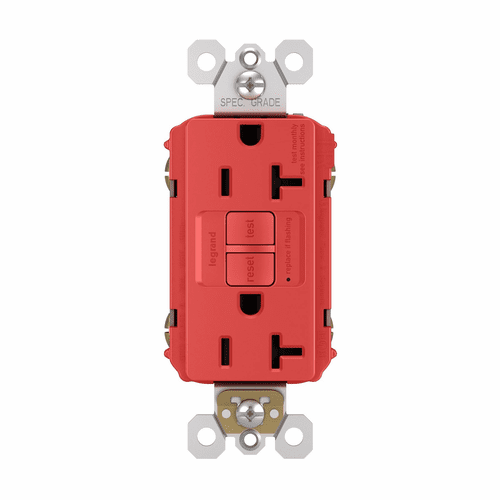 Legrand Radiant Self-Test TR WR GFCI Rec 20A 125VAC - Red - 2097TRRED
