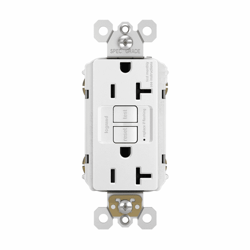 Legrand Radiant Self-Test TR WR GFCI Rec 20A 125VAC - White - 2097TRW