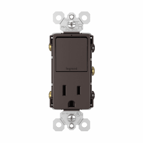 Legrand Radiant Single-Pole/3-Way Switch with Outlet - Dark Bronze - RCD38TRDBCC6