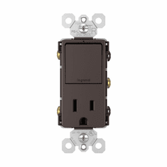 Legrand Radiant Single-Pole/3-Way Switch with Outlet - Dark Bronze - RCD38TRDBCC6