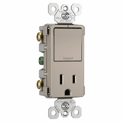 Legrand Radiant Single-Pole/3-Way Switch with Outlet - Nickel - RCD38TRNICC6