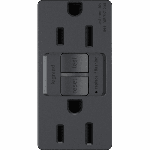 Legrand Radiant Spec-Grade Self-Test GFCI Receptacle - Graphite - 1597TRGCC4