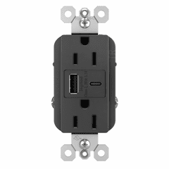 Legrand Radiant Tamper-Resistant USB Type A/C Outlet - Black - R26USBACBK Legrand Radiant Tamper-Resistant USB Type A/C Outlet - Black - R26USBACBK