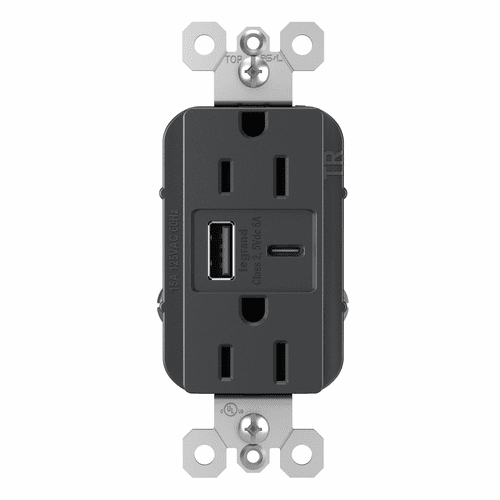 Legrand Radiant Tamper-Resistant USB Type A/C Outlet - Graphite - R26USBACG