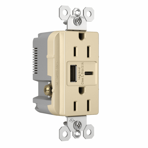 Legrand Radiant Tamper-Resistant USB Type A/C Outlet - Ivory - R26USBACI
