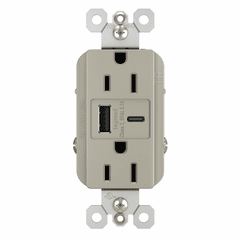 Legrand Radiant Tamper-Resistant USB Type A/C Outlet - Nickel - R26USBACNICCV4