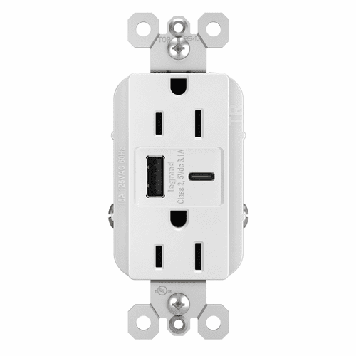Legrand Radiant Tamper-Resistant USB Type A/C Outlet - White - R26USBACW