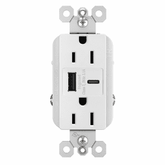 Legrand Radiant Tamper-Resistant USB Type A/C Outlet - White - R26USBACW