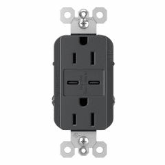 Legrand Radiant Tamper-Resistant USB Type C/C Outlet - Graphite - R26USBCCG