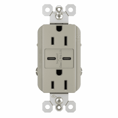Legrand Radiant Tamper-Resistant USB Type C/C Outlet - Nickel - R26USBCCNICCV4